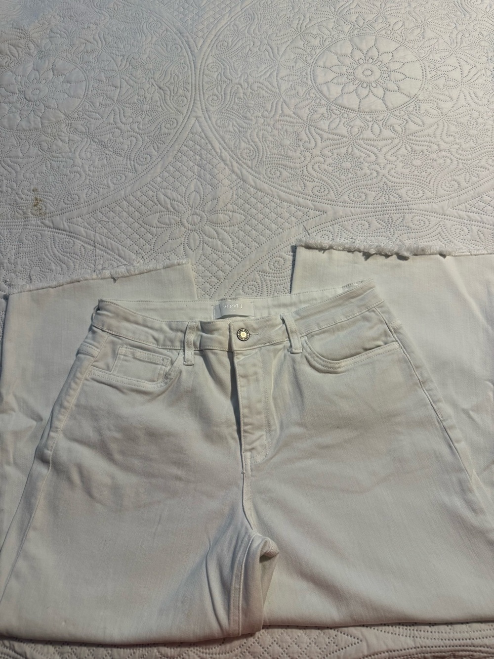 High-Rise White Cropped Jeans for Women